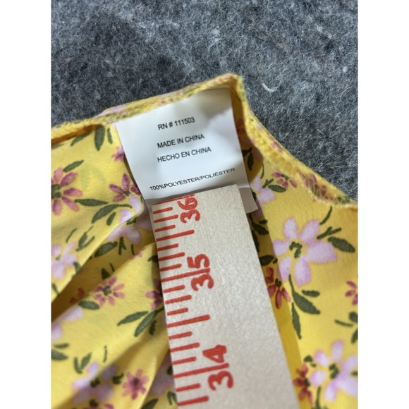 Cottagecore Floral Romper Dress Yellow w/ Pockets Summer Spring Vibes - Picture 7 of 7